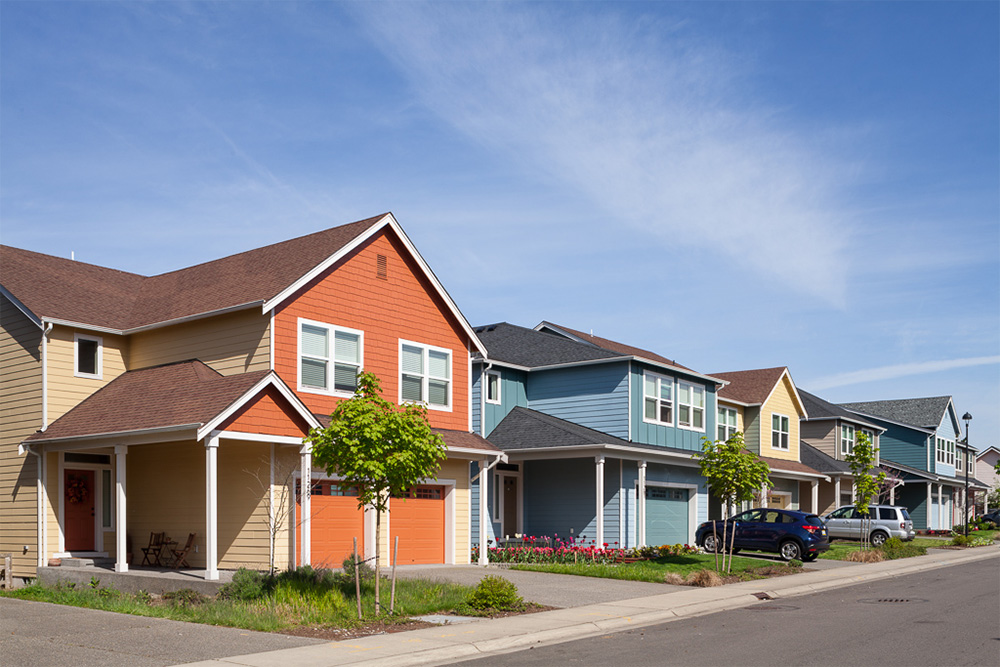 A row of privately owned housing