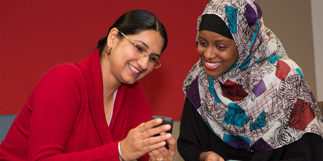 Two KCHA employees at the Tukwila Campus